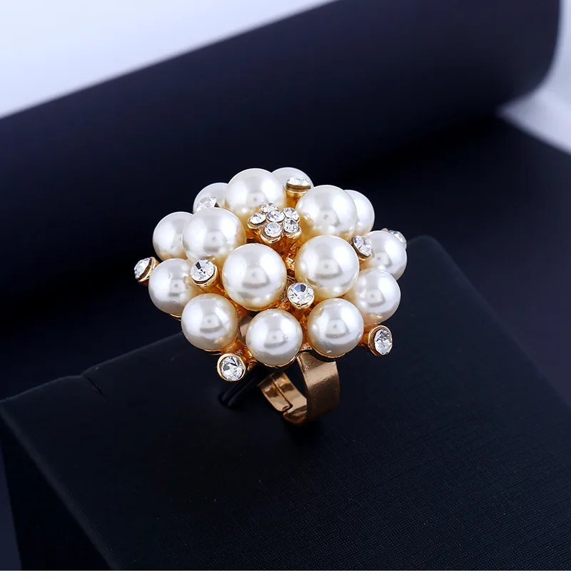 Elegante Kvinder Simuleret Perle Blomst Ringe til Brudepige Smykker, Guld, Sølv Farve Engagement Ring Valentine ' s Day