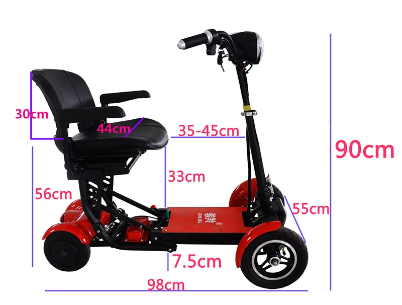 Smart Billige mini dual wide letvægts folde rejse kørestol el-mobility scooter for voksne, gamle mennesker med armlæn