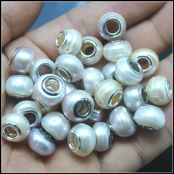 3pcs natur ferskvandsperle spacer perler kæmpe hul perle perler for shaballa perler tilbehør 8x12mm