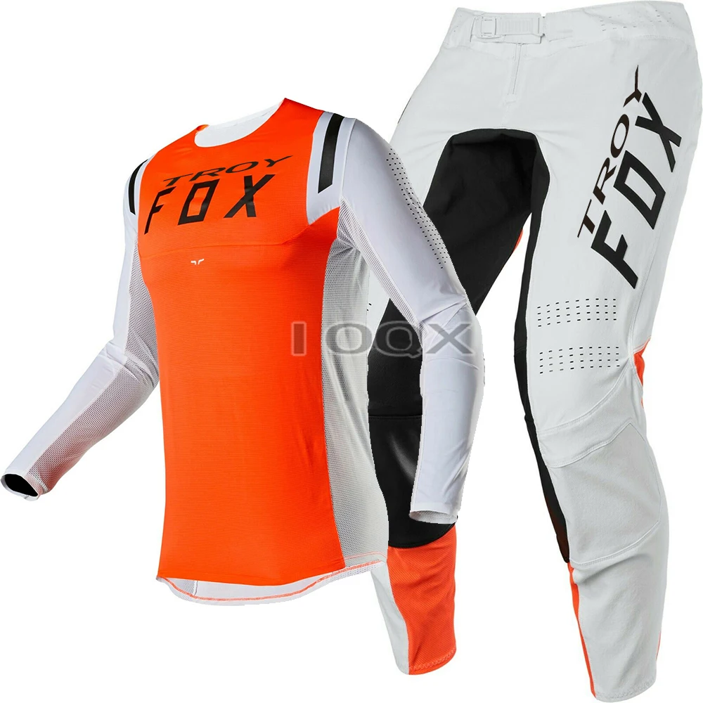 Troy Fox Flexair Dusc Racing Jersey Bukser Motocross Motorcykel Snavs Cykel MX ATV SX Off-Road Grey Gear Combo