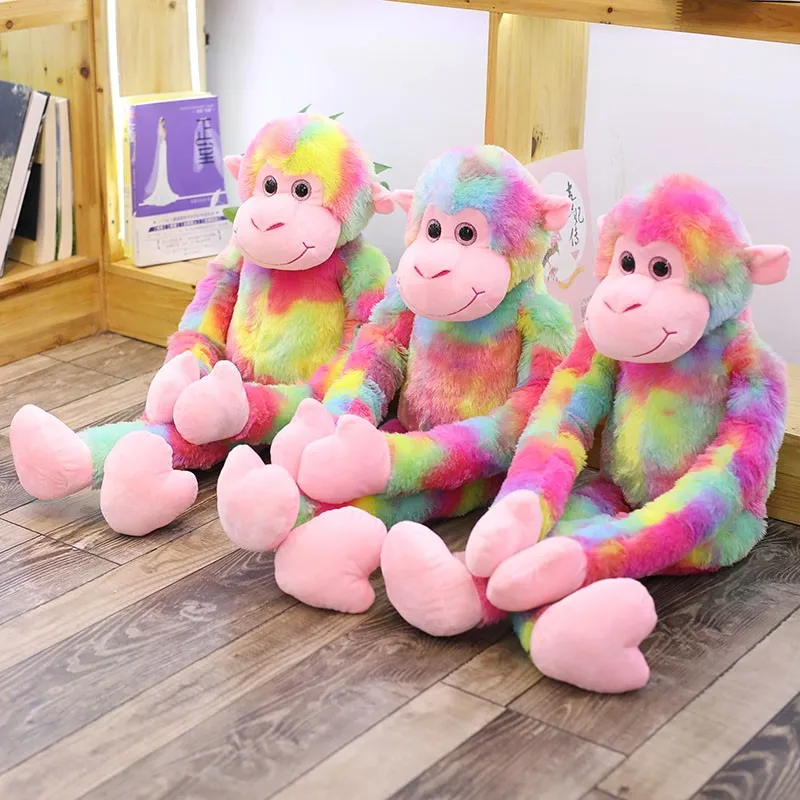 Høj Kvalitet ankomst søde farverige Udstoppede dyr toy rainbow monkey blød plys legetøj med lange arme , dejlige børn toy