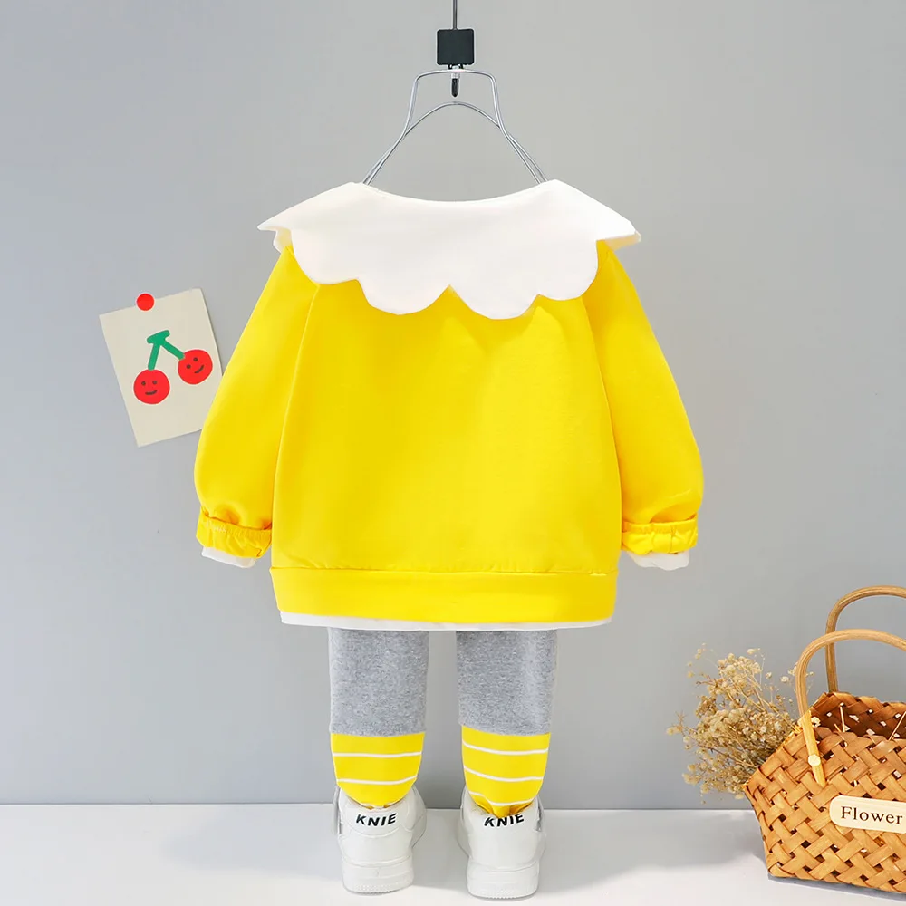 2021 Nye Barn Baby Pige satte Foråret Casual Cartoon Kids Jakke +Bukser 2stk Spædbarn Tøj Sæt, der Passer til Toddler Girls Outfit