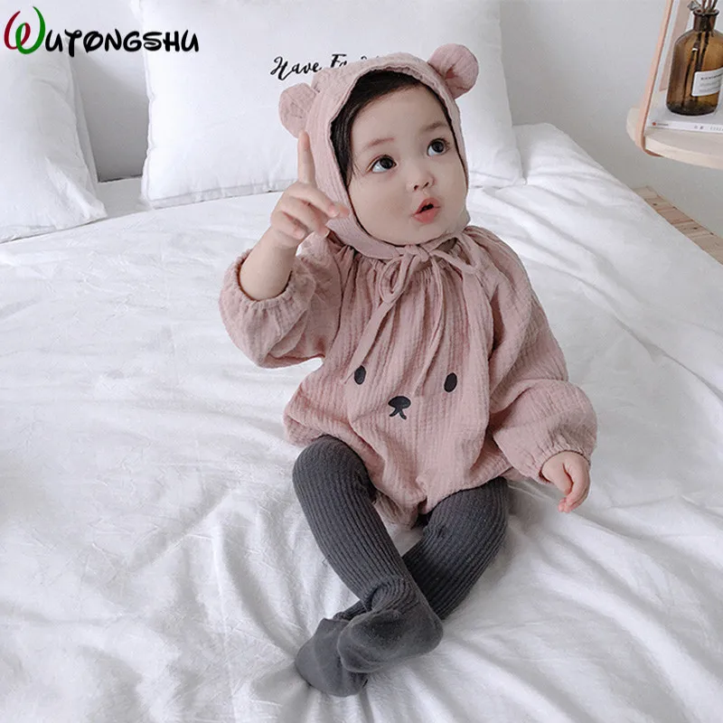 Nyfødte Baby Bodyer Foråret Hvid Langærmet Spædbarn Pige Dreng Tøj Koreansk Design Bomuld Baby Tøj Fotografering Kostumer