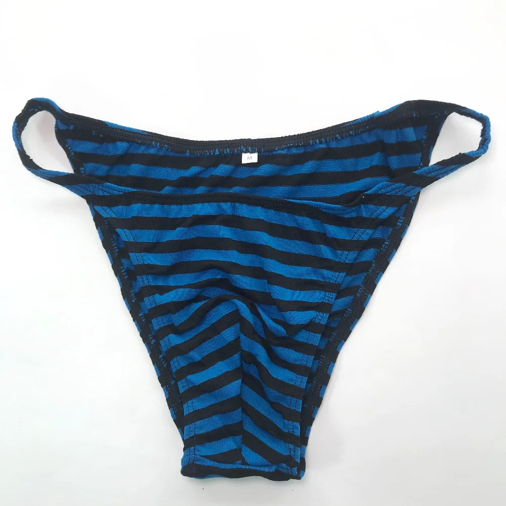 Herre String Bikini Stribe Jersey Poly/Bomuld/Spandex G377C Smal Talje, Brede Striber