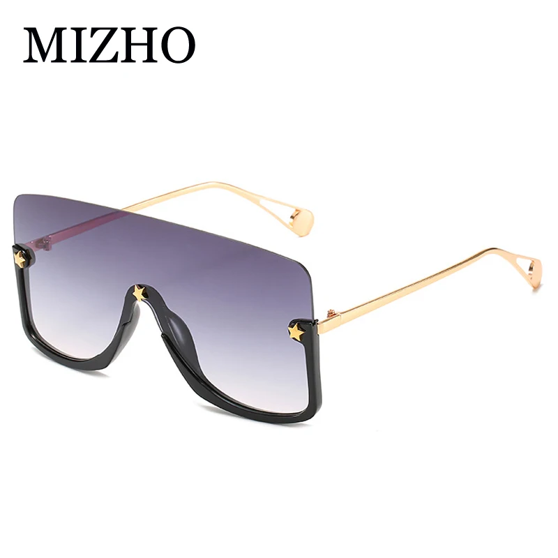 MIZHO Fashion Stor Semi-Uindfattede Solbriller Kvinder Trendy Vintage Luksus Brand Designer Damer Overdimensionerede Solbrille Tonet Briller