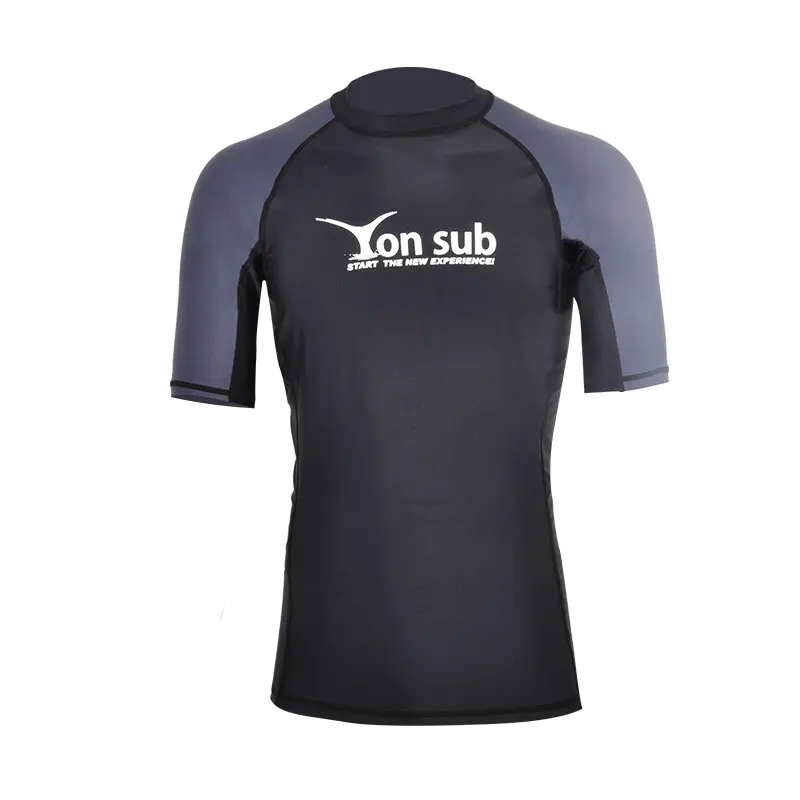 YONSUB Mænd Surf Rash Guard Lycra kortærmet Top Hurtig Tør Kitesurfing Windsurf Dykke T-Shirt med UV-Beskyttelse UPF 50+ Stranden i Badetøj
