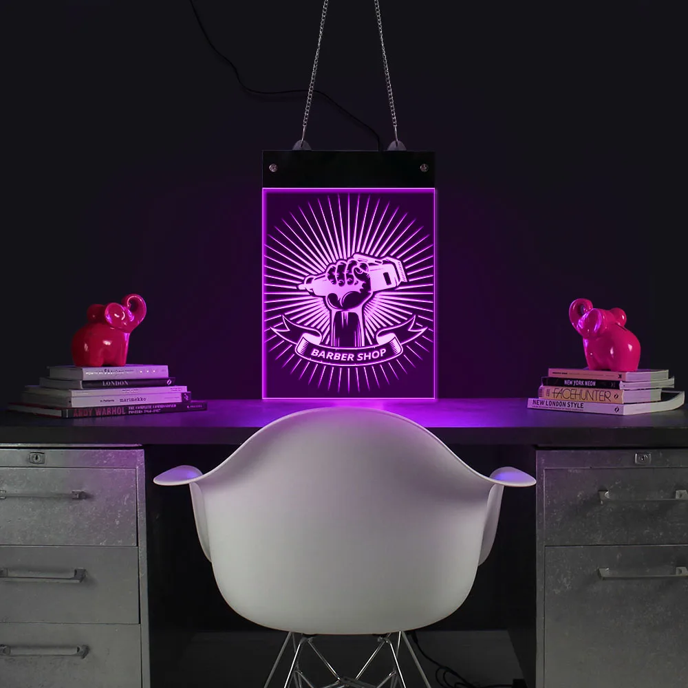 Brugerdefineret Barber Shop LED Neon Tegn Mænd Salon Store Business-Display Hånd, der Holder Frisør-Clipper Mand Club Elektroniske Tændte Tegn