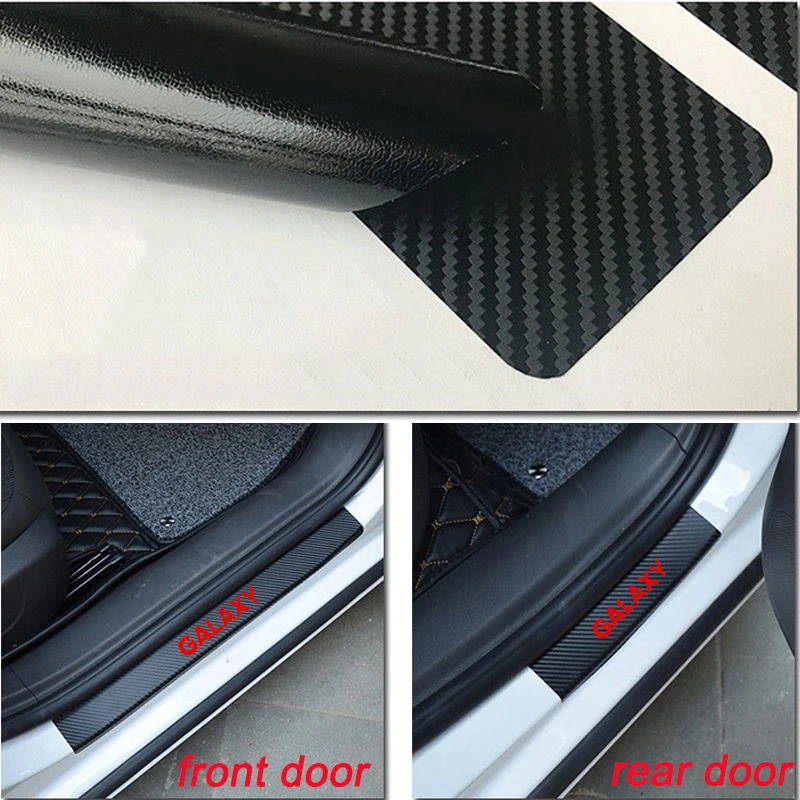 Carbon Fiber Vinyl Klistermærke Bil Dør Karmen Protector Scuff Plate For Ford Galaxy Tilbehør Til Bilen
