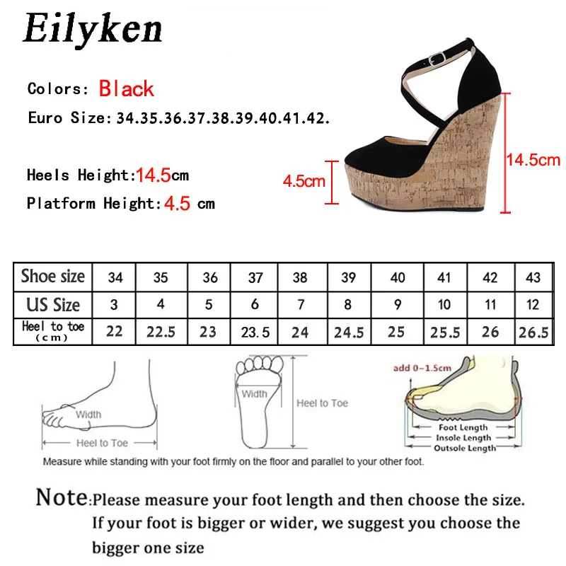 Eilyken Brand Design Sexet Platform Kiler høje hæle Sko sandaler kvinde Halm sommerfest ankel-wrap Sko Kvinde sandaler