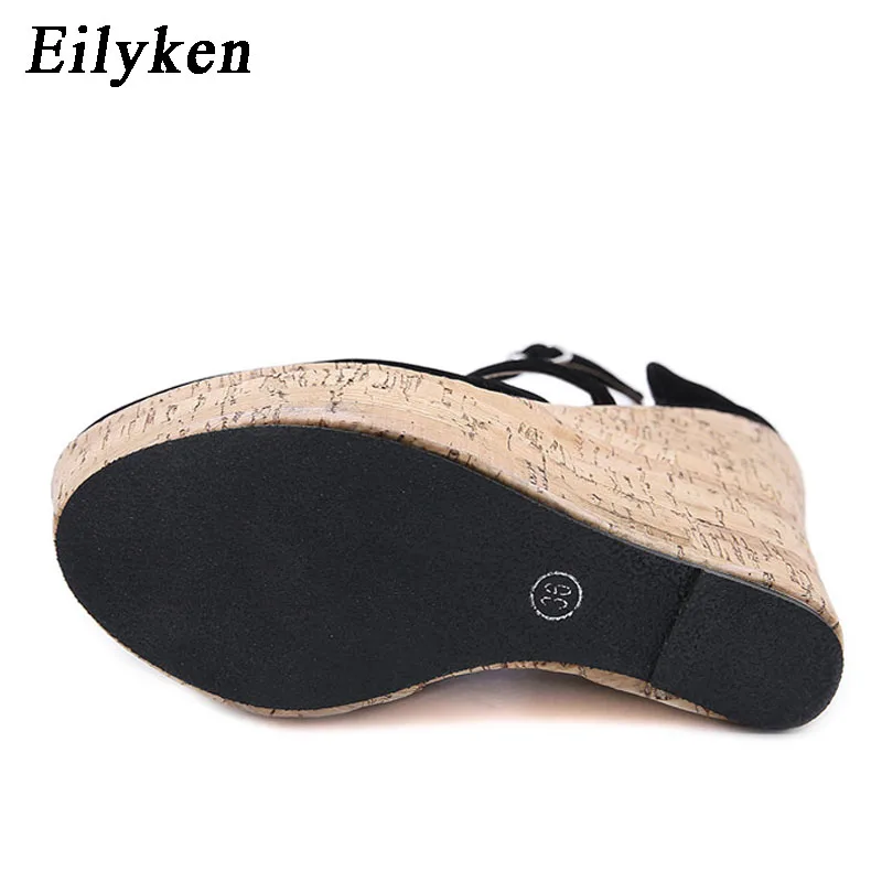 Eilyken Brand Design Sexet Platform Kiler høje hæle Sko sandaler kvinde Halm sommerfest ankel-wrap Sko Kvinde sandaler