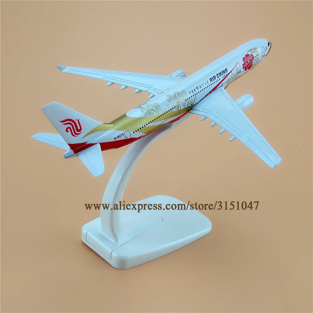 Legeret Metal Air China A330 Røde Pæon Airlines Fly Kina Model Airbus 330 Fly Model Stå Fly Børn Gaver 16cm