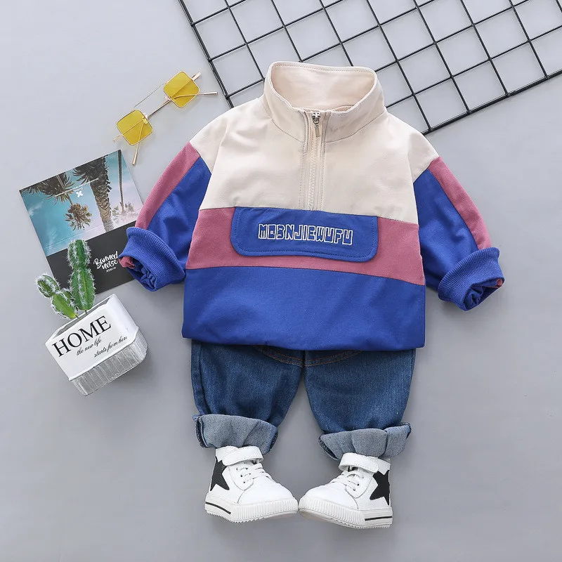 Baby Boy Tøj Sæt Kids Afslappet Sport Tøj med Lange Ærmer T-Shirt + Jeans 2STK Toddler Drenge Efteråret Sætter Spædbarn Tøj