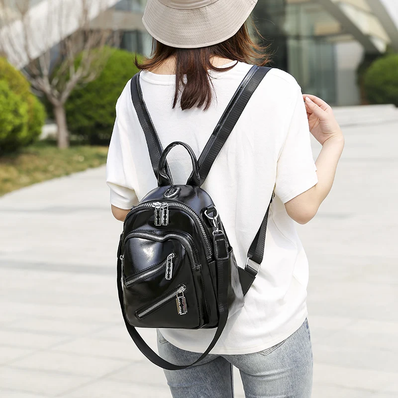Nye kvinder mode rygsæk patent læder små daypacks til pige af god kvalitet enkelt skuldertaske tilbage bagpacks