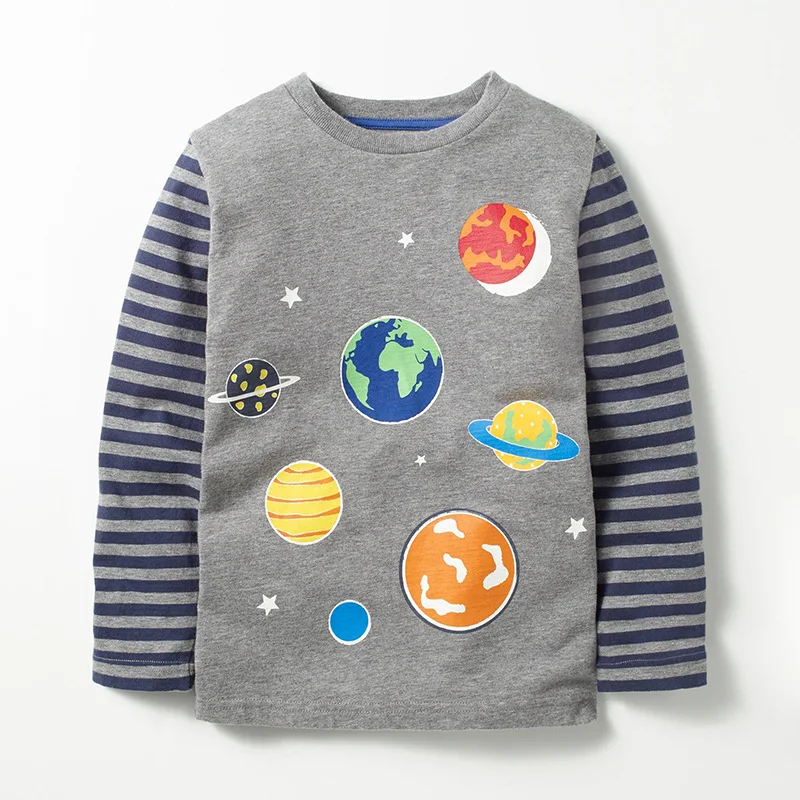 Lidt maven 2-8Years Efteråret Lysende Univers Planet Drenge med Lange Ærmer T-Shirts Toddler Børn Falder Tøj børnetøj
