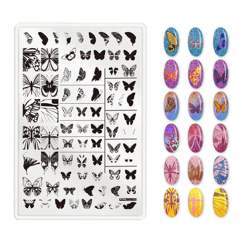 Stamping Plader ZJOY PLUS 2019 butterfly Søde dyr Sommer Blomst CuteAnime Billede Gel Negle Skabelon Stencils Manicure Skabelon