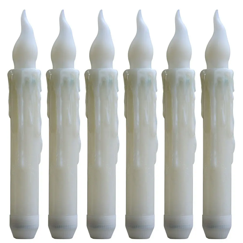 6stk Kreative Fjernbetjening Led-Lys omgivende luft. flammeloes LED Romantisk Candle Voks Lys 2-Knap Fjernbetjening
