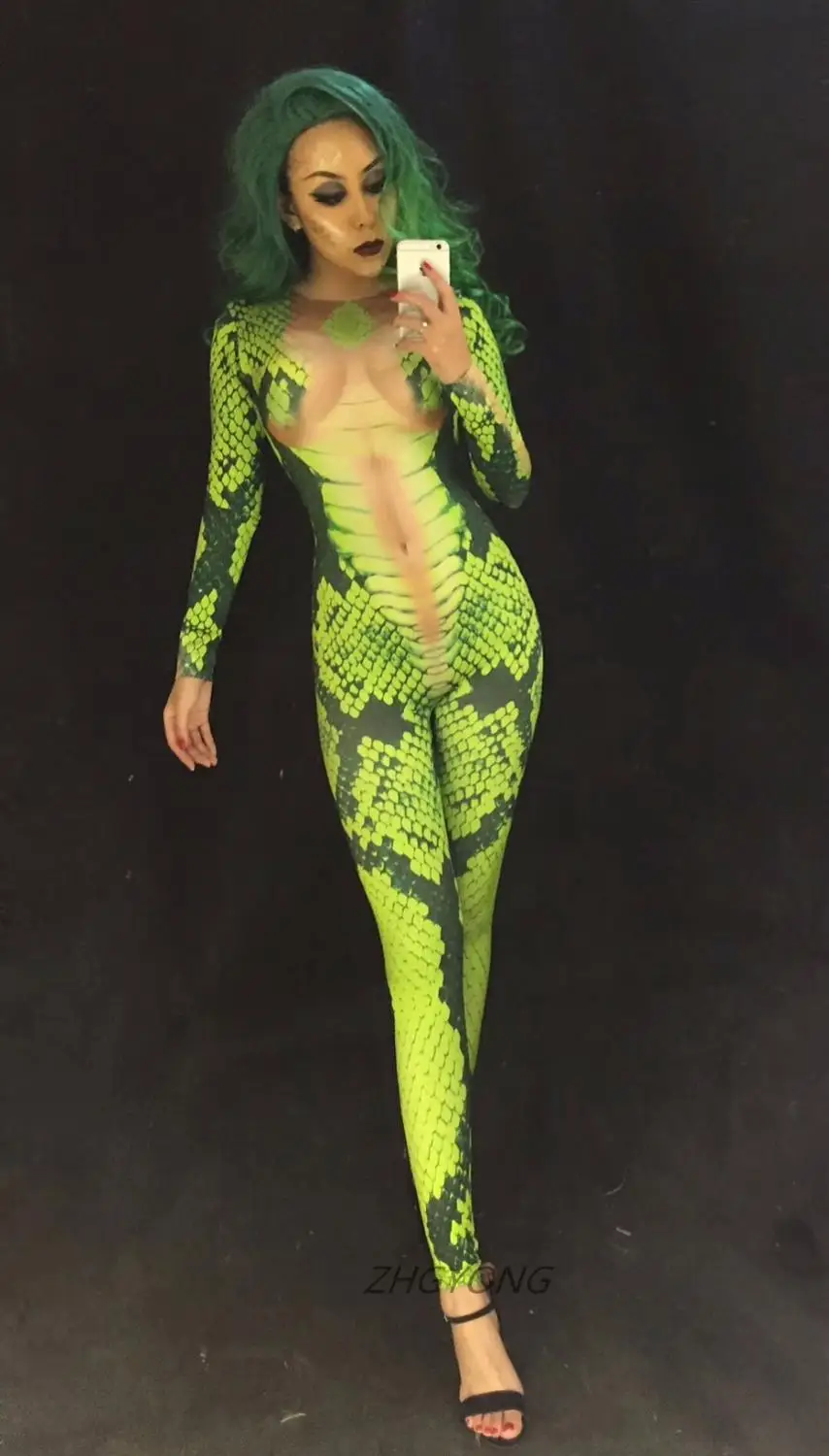 Dropshipping Slanger cosplay kostume Slange tatoveringer buksedragt 3D-Print trikot elastisk rompers Natklub sanger, danser fase bære