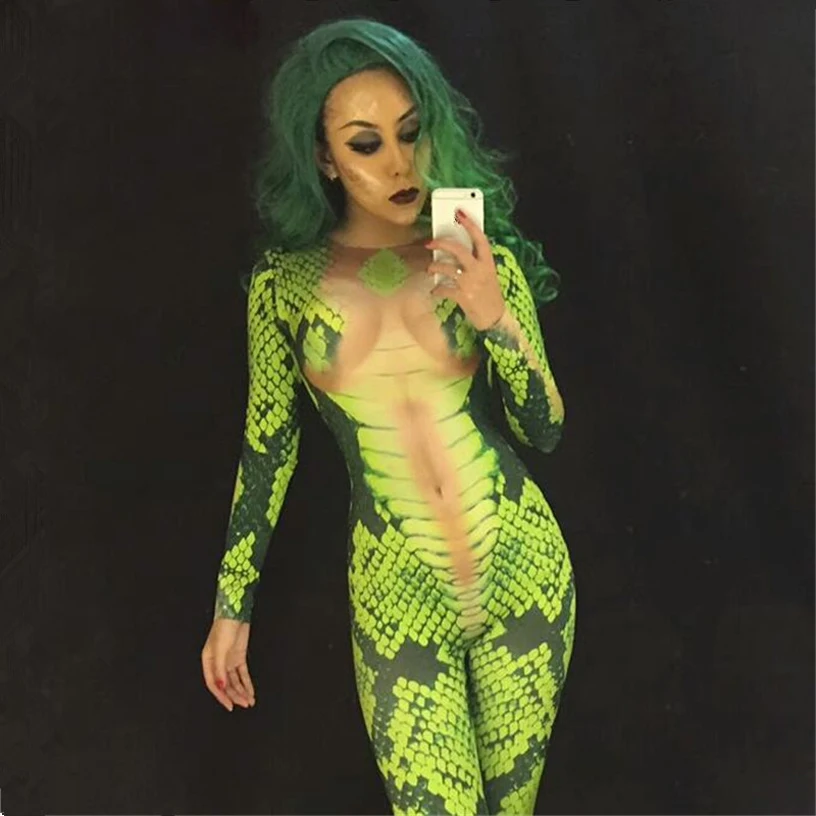 Dropshipping Slanger cosplay kostume Slange tatoveringer buksedragt 3D-Print trikot elastisk rompers Natklub sanger, danser fase bære