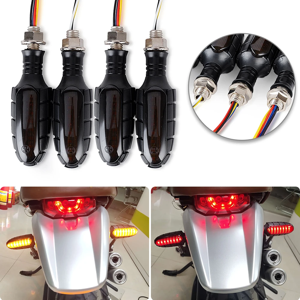Nye Flasher Motorcykel LED blinklys For Honda, Suzuki Cafe Racer Front Bagside Hvid Dag Kører lys, der Strømmer Røde Bremse Lamper