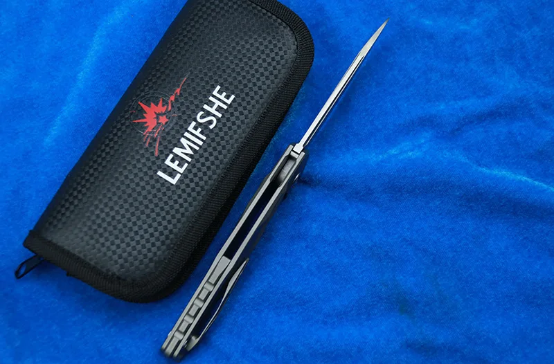 LEMIFSHE L98 M390 Blade Folde Pocket Kniv Titanium Legering Håndtag Keramiske kuglelejer Flipper Knive EDC Camping Fiskeri Kniv