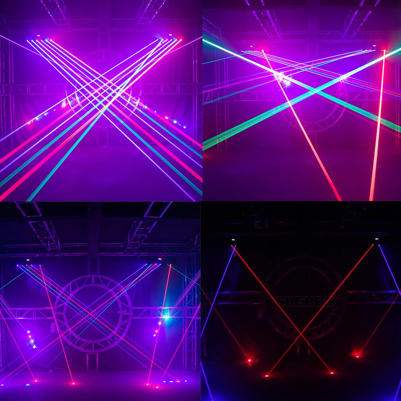 6x500mW RGB+RGB Stråle Lineær Laser Strobe Bevæger Hovedet Lys Egnet til KTV Bar Sang og Dans Hall SHEHDS scenebelysning