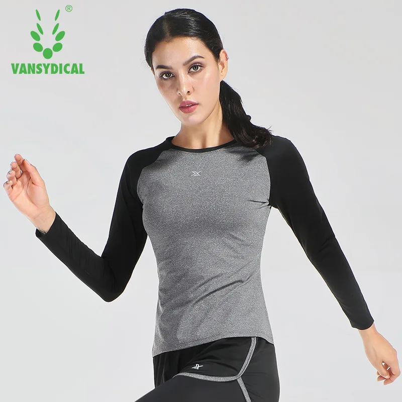 Vansydical Kvinders Fitness Yoga-Shirts Toppe langærmet Trænings-og Kører Sportstøj Elastisk Hurtig Tør Workout Sports T-Shirts