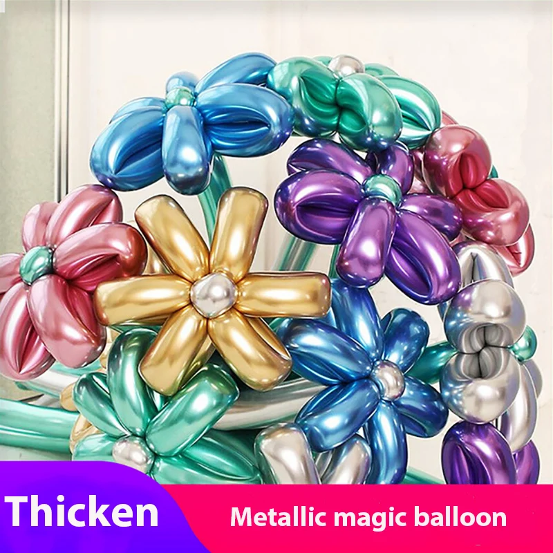30/50/100pcs Metallic Latex Balloner Lange Form Metal Chrome Magic Binde Ballon Vride Bryllup Fødselsdag Dekoration