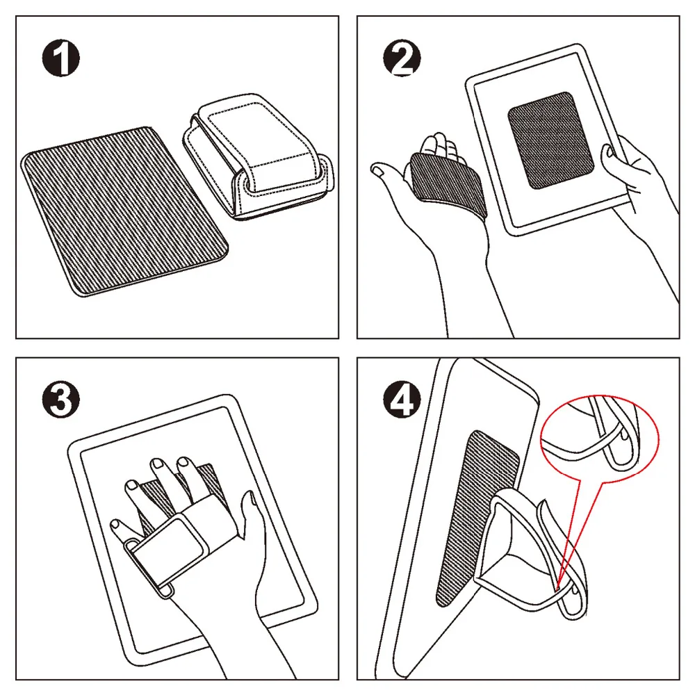 TFY Polstret Hånd Holder til Rem plus Hook & Loop Befæstelser, Tape, Selvklæbende Plaster til Tablets