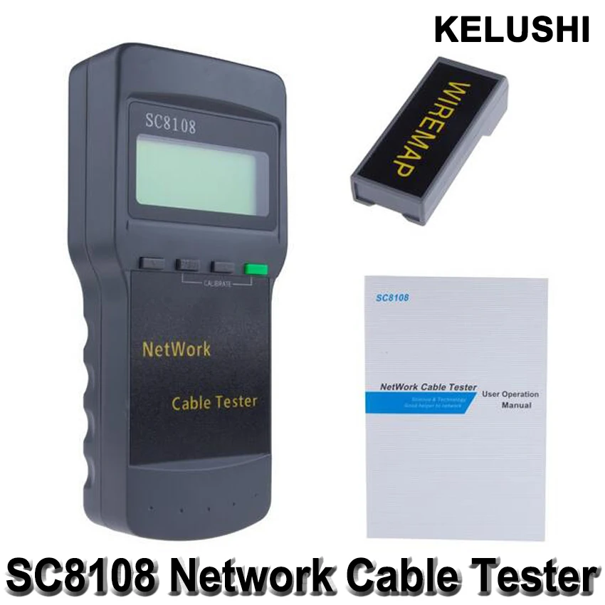 KELUSHI Bærbare Multifunktions Trådløst SC8108 LCD-Digitale PC-Data CAT5 RJ45 LAN-Telefon Meter Længde Netværk kabeltester Meter
