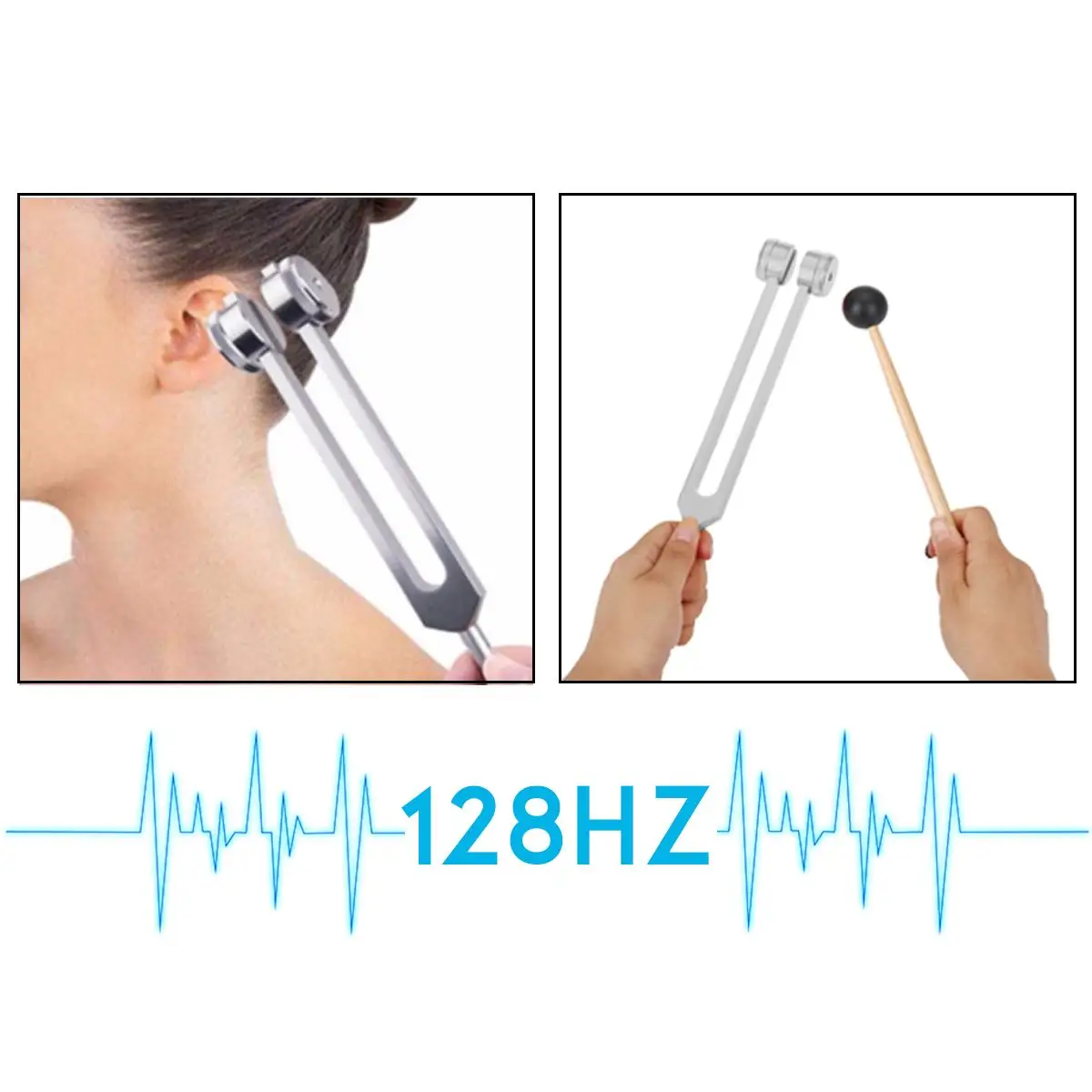 128Hz Frekvens Tuning Fork Medicinsk Sundhed Tuning Gaffel Aluminium Legering Healing Lyd Vibration Terapi Medical Health Care Tool