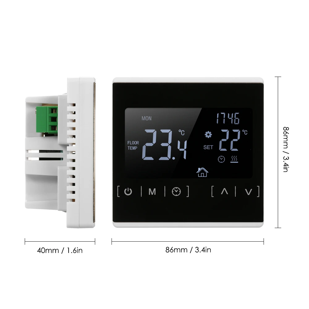 LCD-Touch-Skærm Termostat Elektrisk gulvvarme System, Vand, Varme, Termoregulator AC85-240V Temperatur Af Termostat