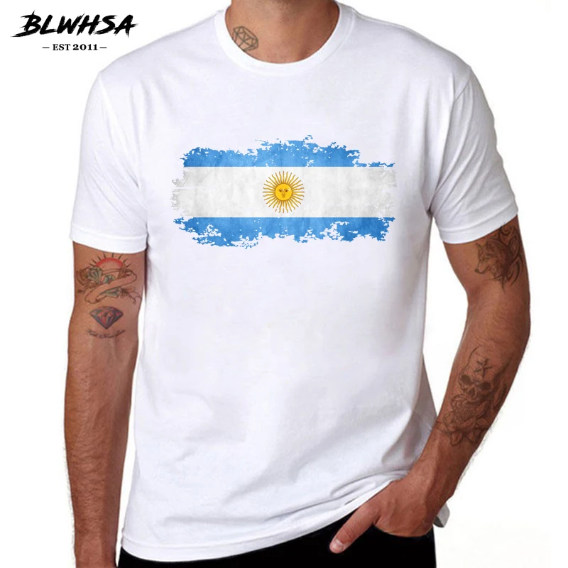 BLWHSA Argentina Flag, T-shirt Mænd Casual Kort Ærme Rund Hals, Print T-shirts Sommeren Argentina Flag Mænd Tøj