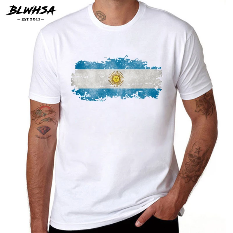 BLWHSA Argentina Flag, T-shirt Mænd Casual Kort Ærme Rund Hals, Print T-shirts Sommeren Argentina Flag Mænd Tøj