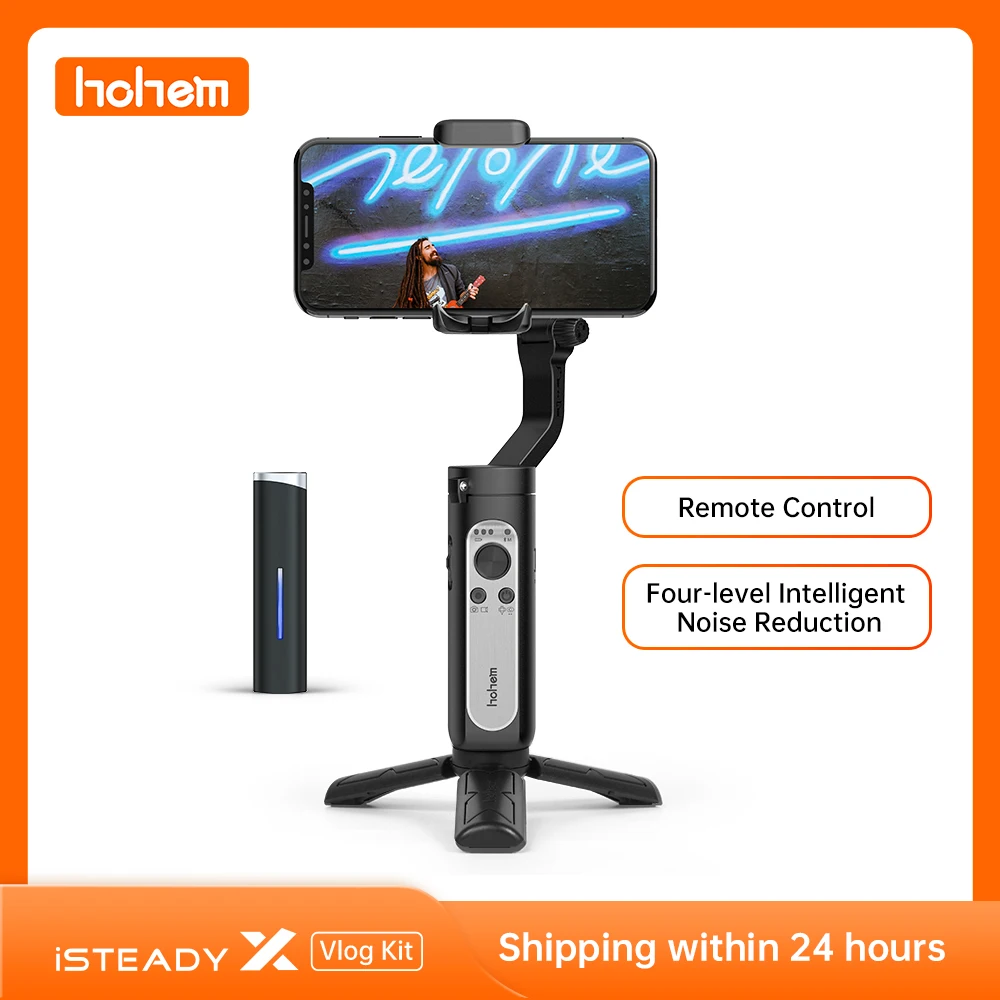 Hohem iSteady X Vlogger Kit Trådløs Lavalier Mikrofon Gimbal 3-Akse Håndholdte Stabilisator til Smartphone