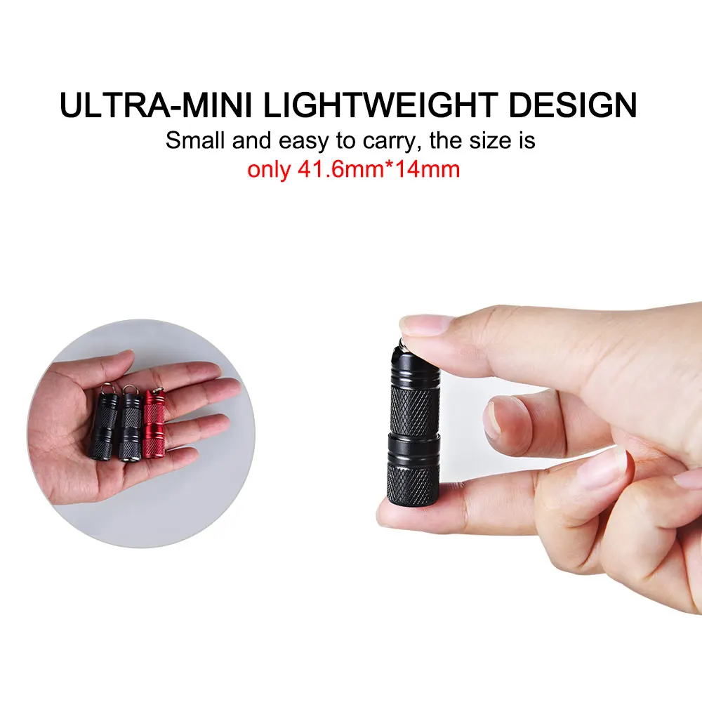 Mini LED Lommelygte USB-Genopladelig Vandtæt Bærbare Nøglering Lommelygte 42mm Lille Lomme Lygte Sort Grå Rød Shell