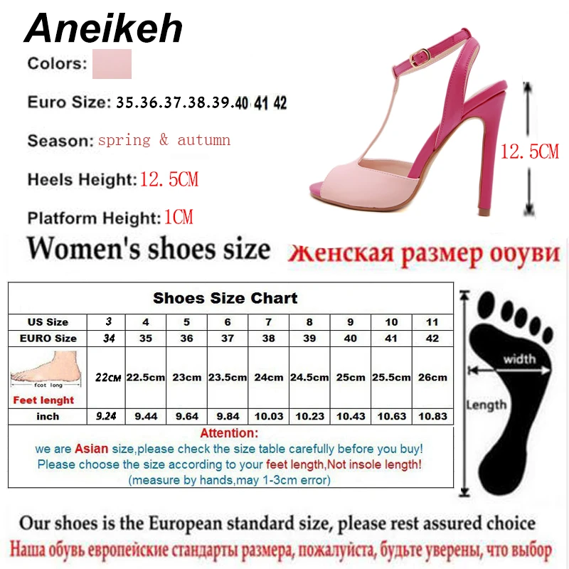 Aneikeh 2020 Ny Sød PU Kvinders Sandaler Tynd, Høj Stilethæl Hæl Sko Solid Peep Tåede Spænde Remmen Kontor Dans Pink Størrelse 35-42