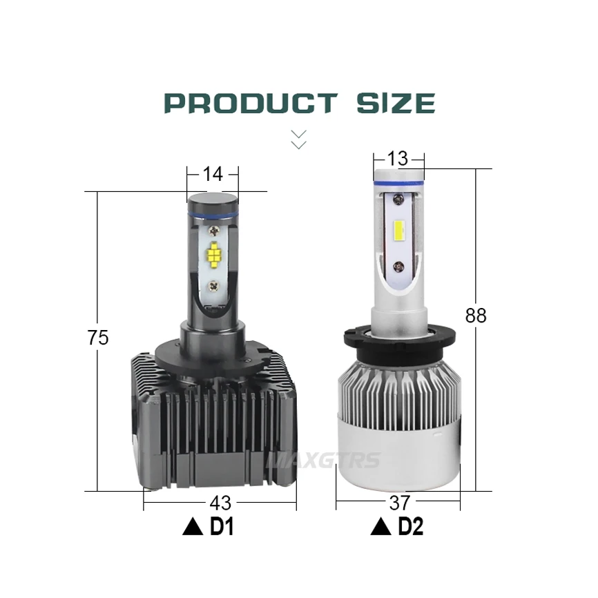2x Plug & Play D1 D2 D3 D4 S R 72W Bil LED Forlygte Konvertering Kit 7600LM 6000K LED-Lampe Udskiftning af Pære Forlygter
