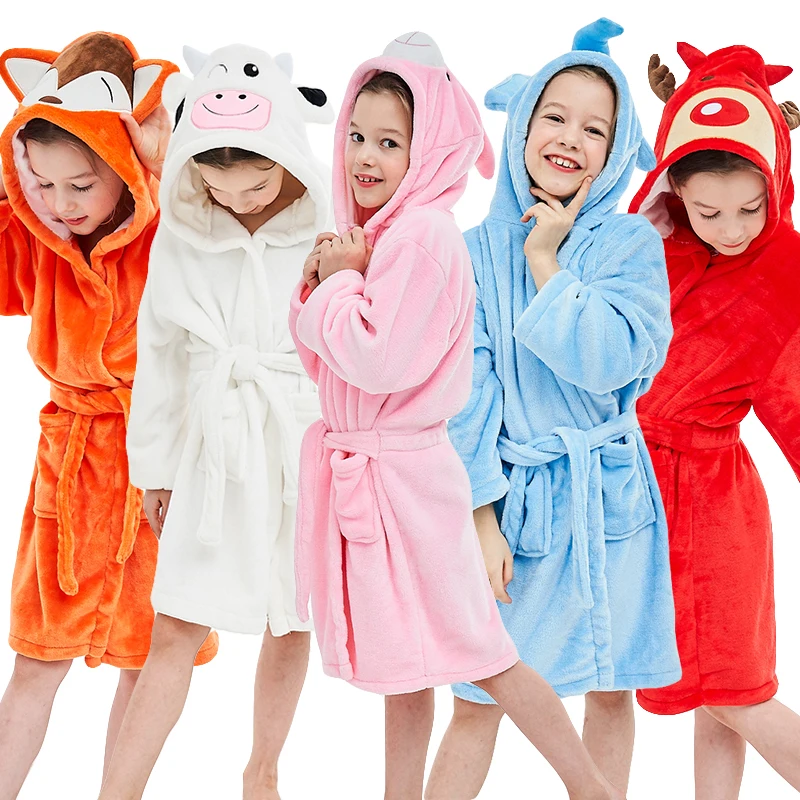 Børns slåbrok Baby Dyr, Morgenkåbe Piger Pyjamas Hætteklædte Strand Håndklæde Børn Nattøj Dreng Badekåbe lille Barn Pyjama Klæder