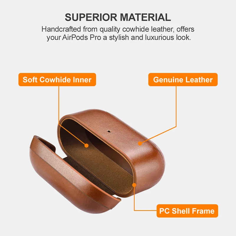 Ægte koskind Læder Cover Til AirPods Pro Luxury Retro Læder etui til AirPods 3 Bluetooth Hovedtelefon Tilfælde