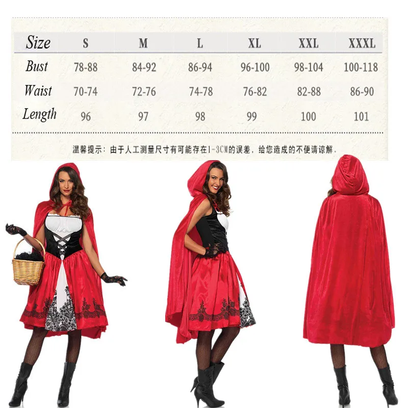 Little Red Riding Hood Kostume Voksen Cosplay Fancy Kjole Part Natklub Dronning Halloween Fantasia Karneval Fe Cosplay Kostume