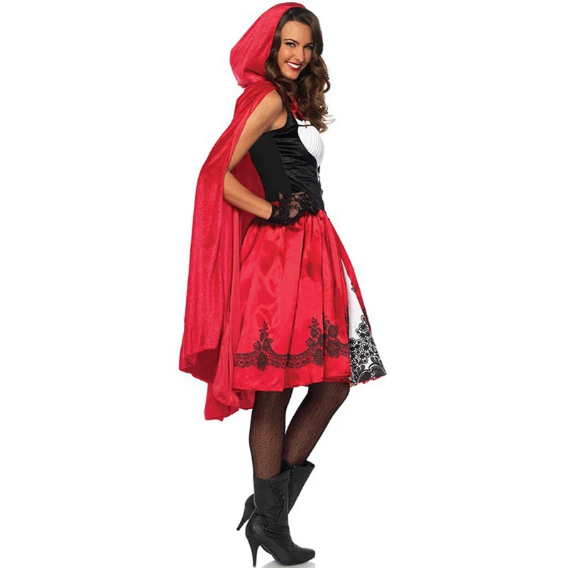 Little Red Riding Hood Kostume Voksen Cosplay Fancy Kjole Part Natklub Dronning Halloween Fantasia Karneval Fe Cosplay Kostume