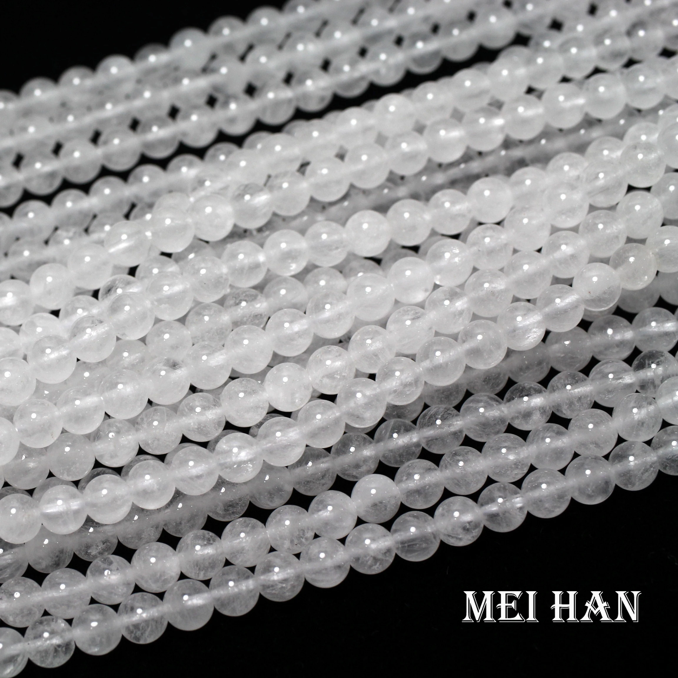 Meihan Engros (2 tråde/sæt) 6mm , 8mm naturlige mælkeagtigt kvarts glat rund løs sten perler til smykkefremstilling diy design