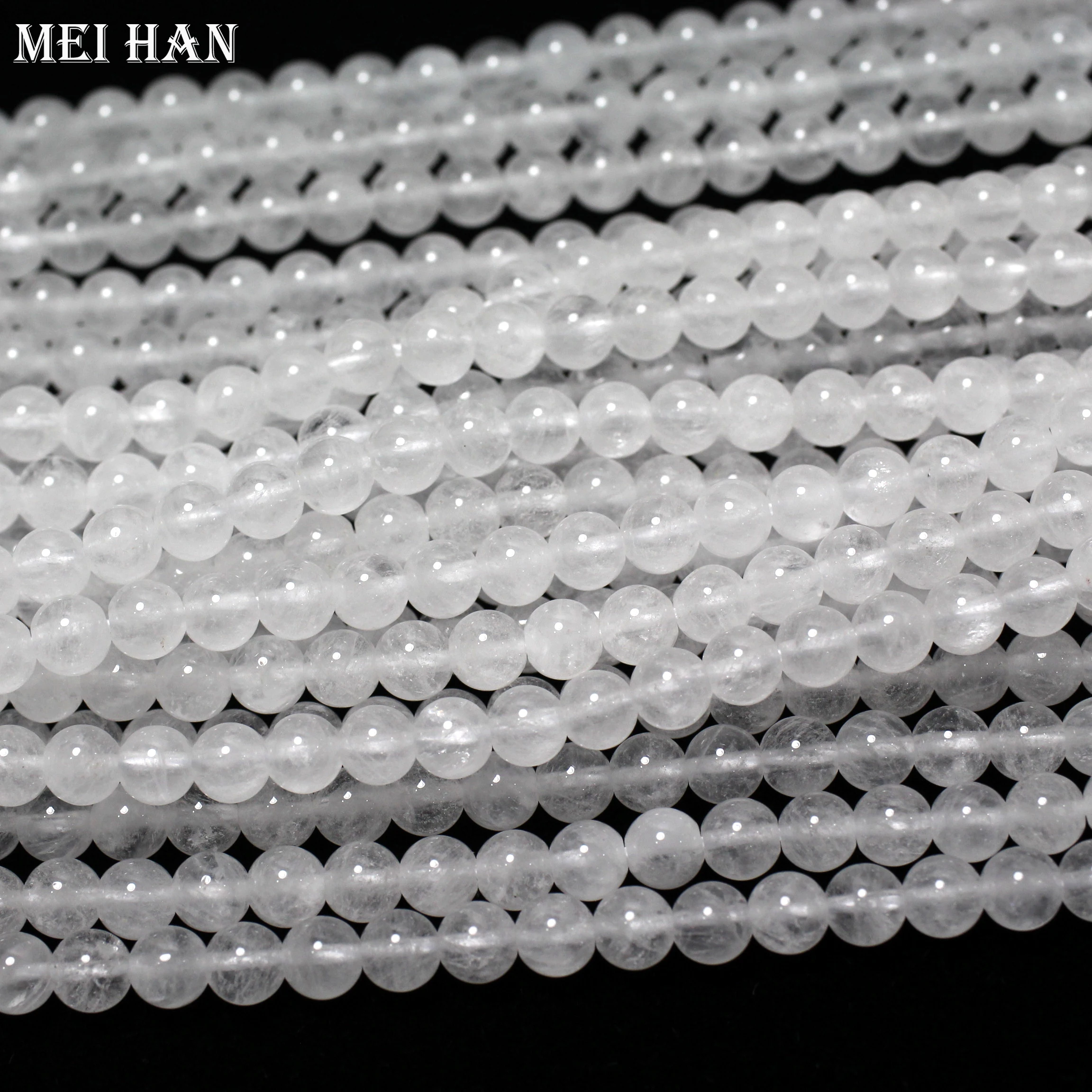 Meihan Engros (2 tråde/sæt) 6mm , 8mm naturlige mælkeagtigt kvarts glat rund løs sten perler til smykkefremstilling diy design
