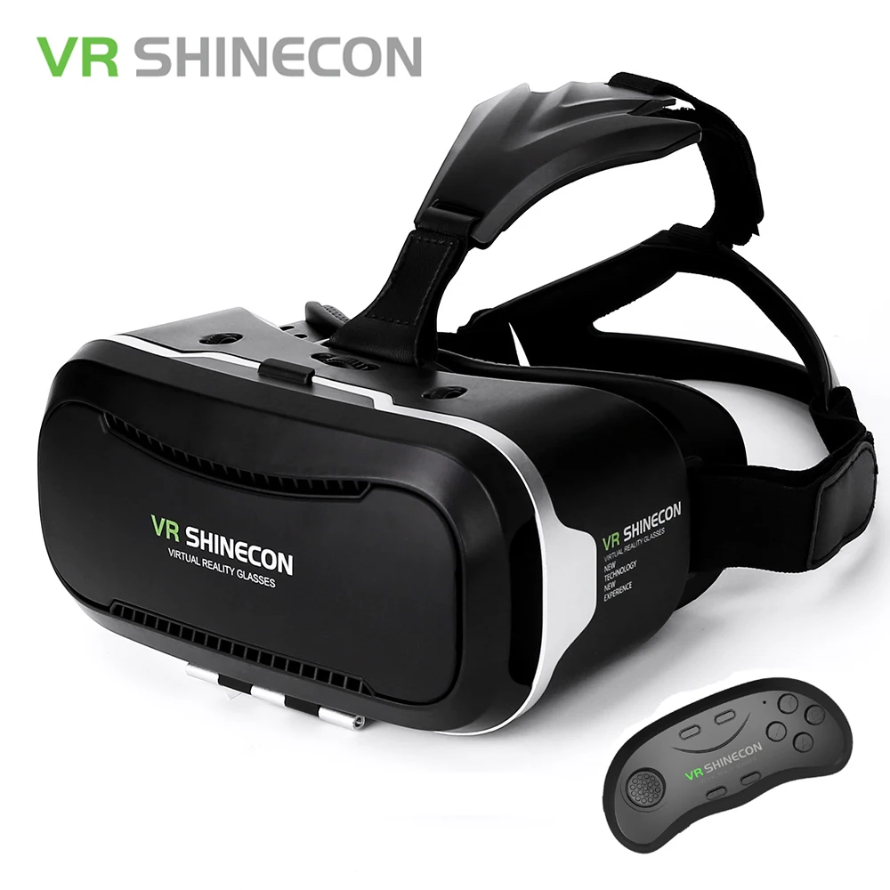 VR Shinecon Virtual Reality, 3D-Briller, Google Pap Headset VR Max 2.0 4.7-6,2 Tommer Smartphone + Bluetooth Controller