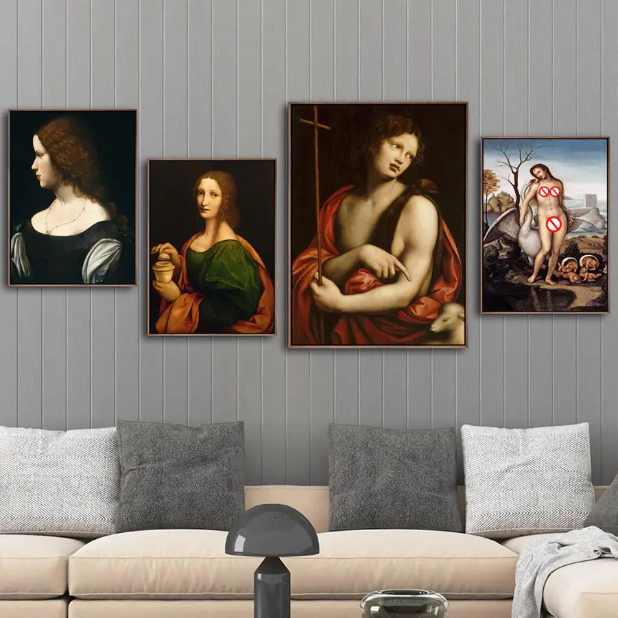Home Decor Lærred Print Kunst Væg Billeder Plakat Lærred Udskrivning Malerier Italien Leonardo Da Vinci Leda og Svanen