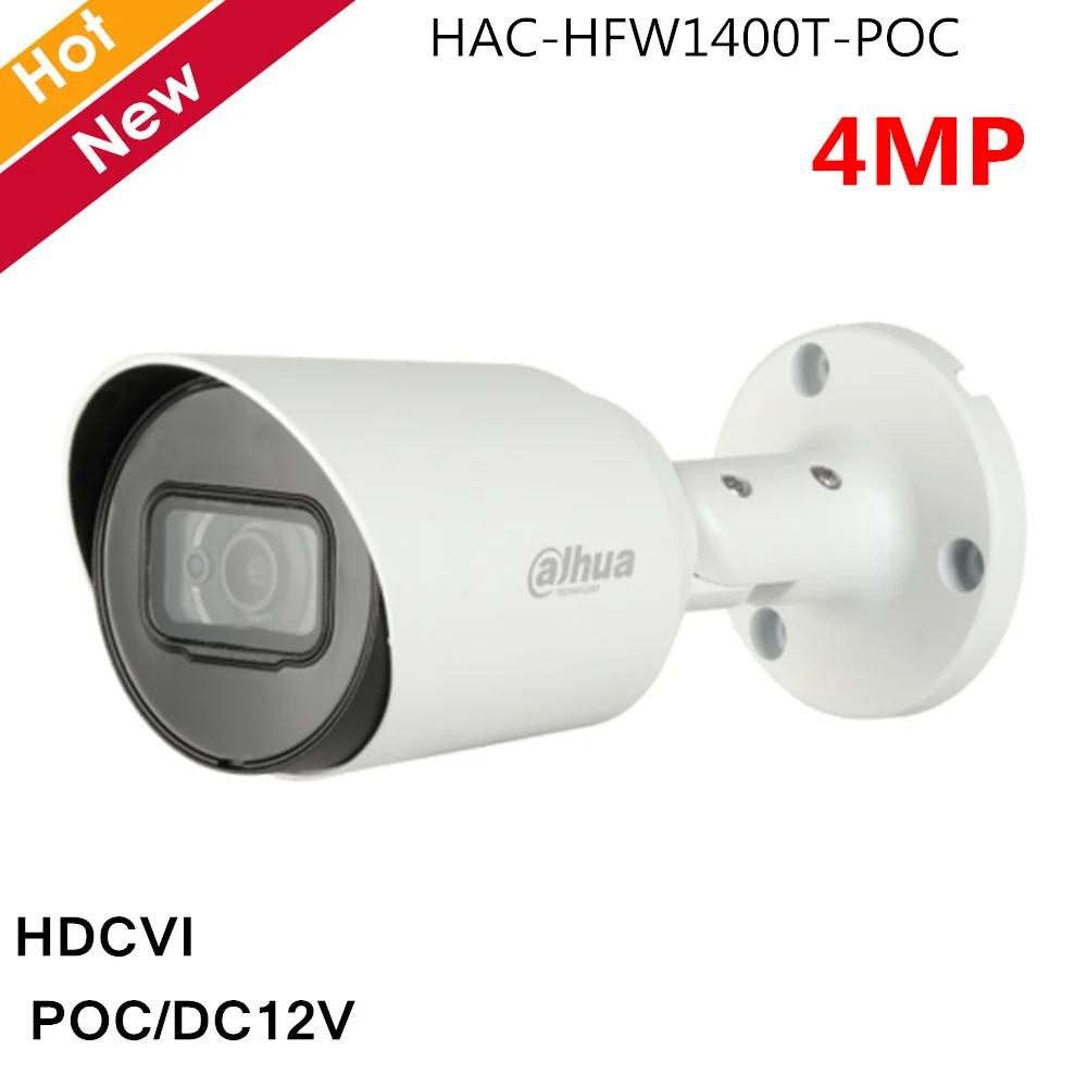 Dahua POC 4MP Kamera HAC-HFW1400T-POC HDCVI Kamera Smart IR 30 Meter Støtte POC DC12V 3.6 mm standard linse Sikkerhed kamera