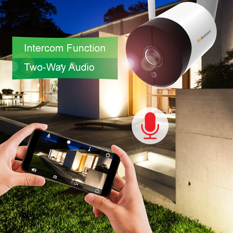 Jennov 1080P Sikkerhed wifi 180 IP-Kamera CCTV Videoovervågning Fiskeøje HD Infrarød Night Vision kamera 2MP To-Vejs Audio Onvif