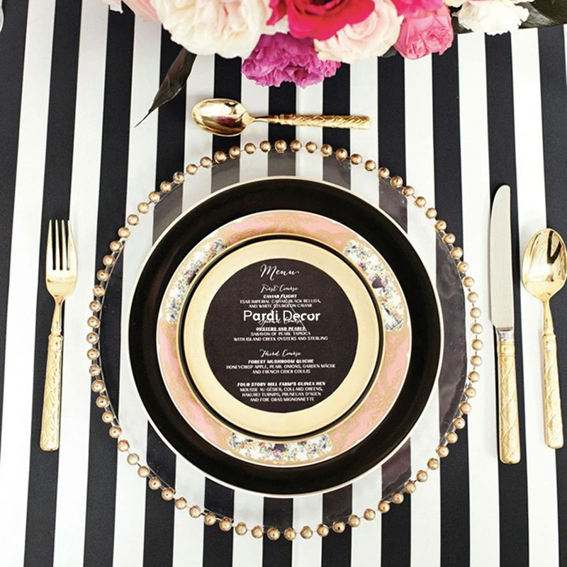 Europæiske glas pearl gold indlæg retter steak tallerken salat retter party event dekoration service 1pc/masse