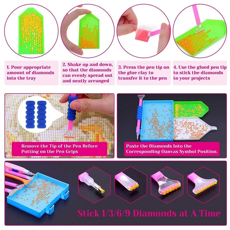 Diamant Maleri Kit 105Pcs med A4 Lys Pad 5D Diamant Maleri Værktøjer og Maling Af Tilbehør til Diamond Maleri
