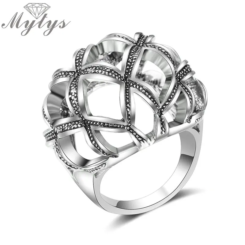 Mytys Retro Design Runde Hule Geometriske Ball Ring for Kvinder Antikke Retten Smykker Palace Gave R1993